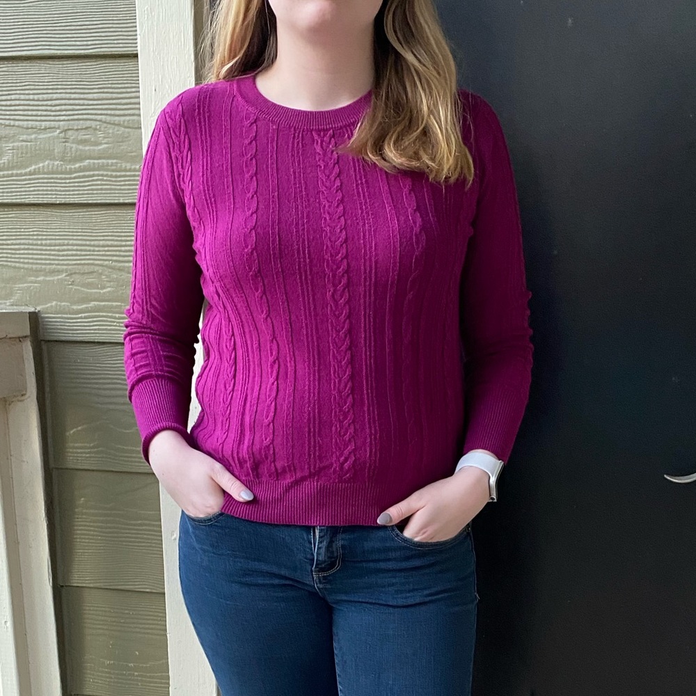 Magenta Braid Design Sweater